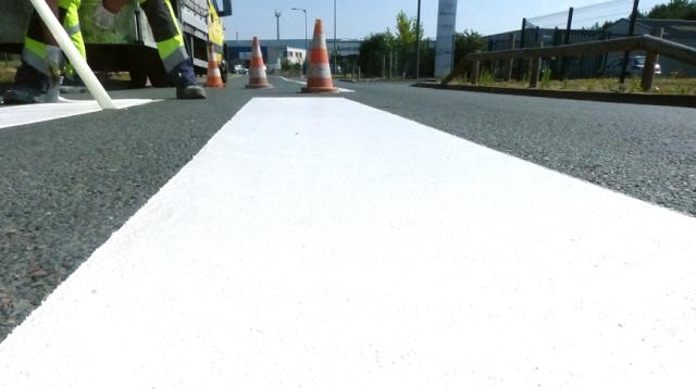 Pedestrian crossing ThermLite hot-applied material